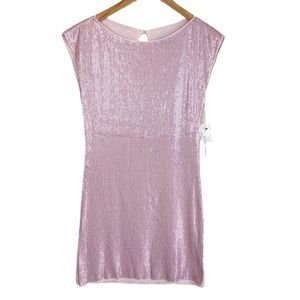Alice + Olivia Pink Sequin Mini Dress Key Hole Back Size Small